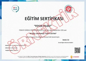 Bilişsel Davranışçı Terapi Eğitimi Sertifika Örneği